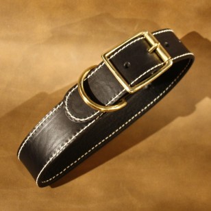 Wide Dog Collar (1.5")  to fit 16 to 20 inch neck in plain black leather